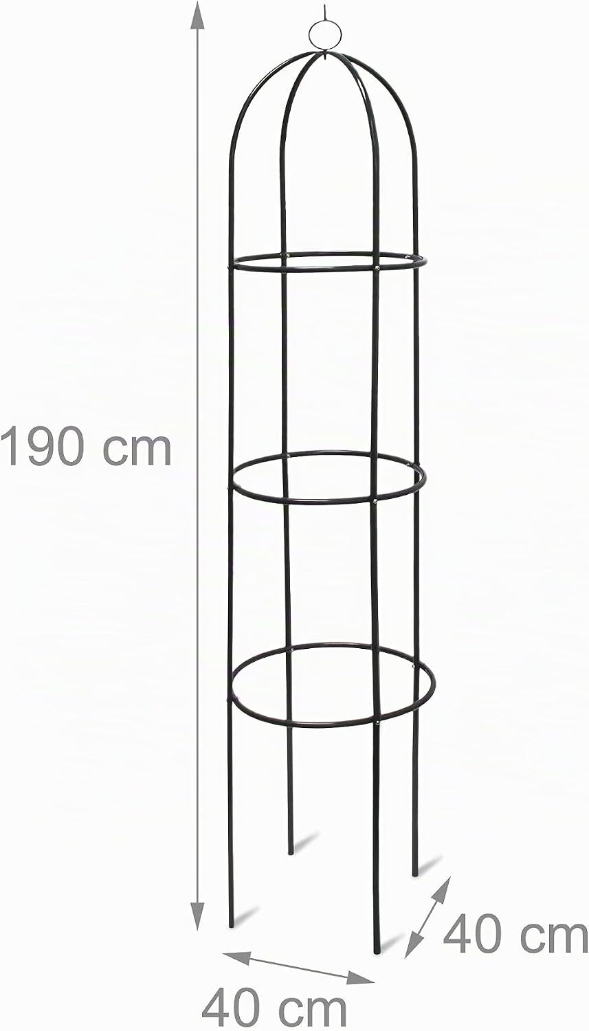 4 x Rankobelisk beschichtetes Metall 190 cm, witterungsbeständige Garten Rankhilfe für Rosen und Blu