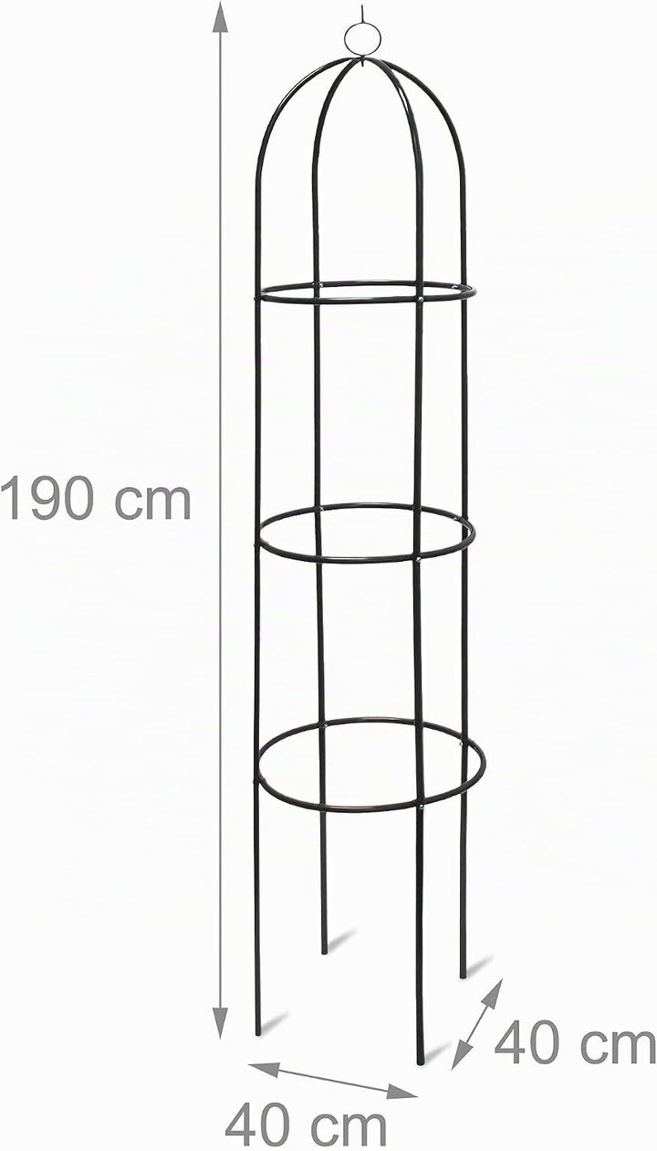 4 x Rankobelisk beschichtetes Metall 190 cm, witterungsbeständige Garten Rankhilfe für Rosen und Blu