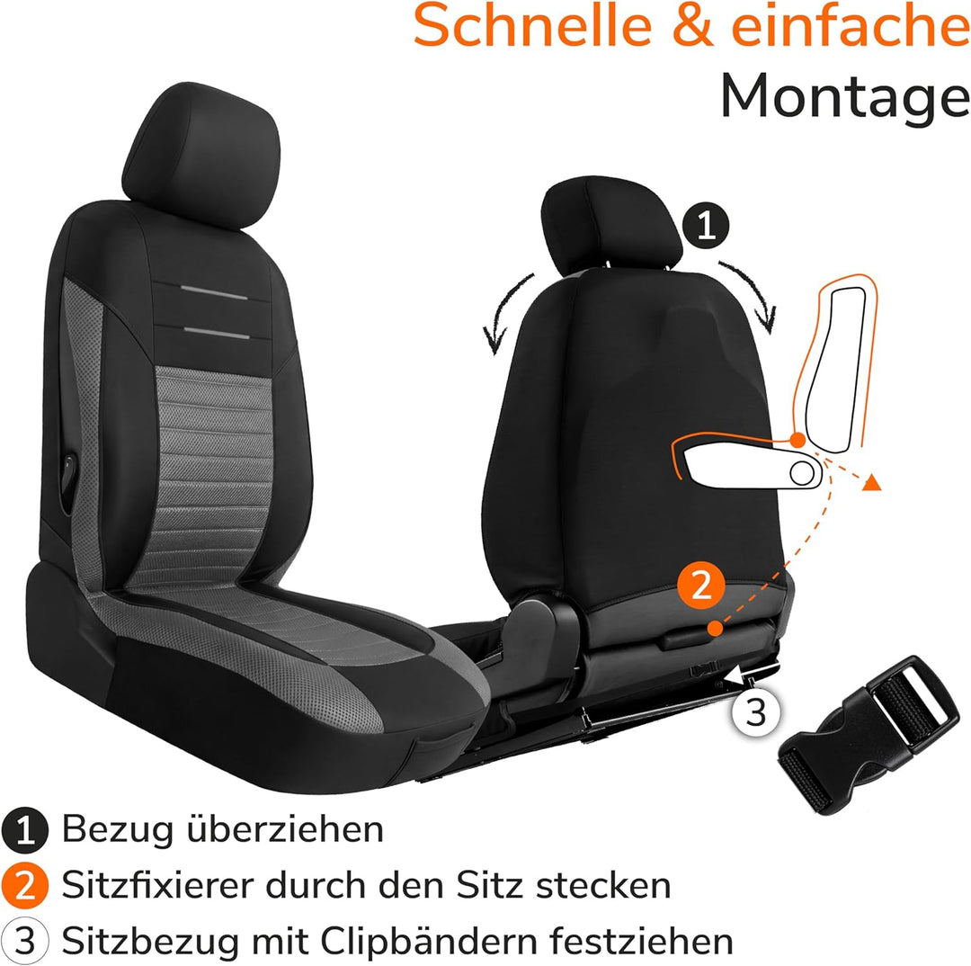 Upgrade4cars Autositzbezüge Set Universal Version 2026 | Auto-Schonbezüge für die Vordersitze & Rück