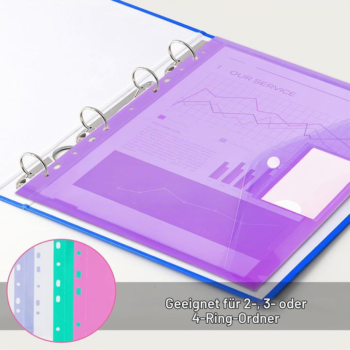 Dokumententasche A4 30 pack, Dokumentenmappe A4 Transparent Sammelmappen mit 11 Lochrand und Etikett