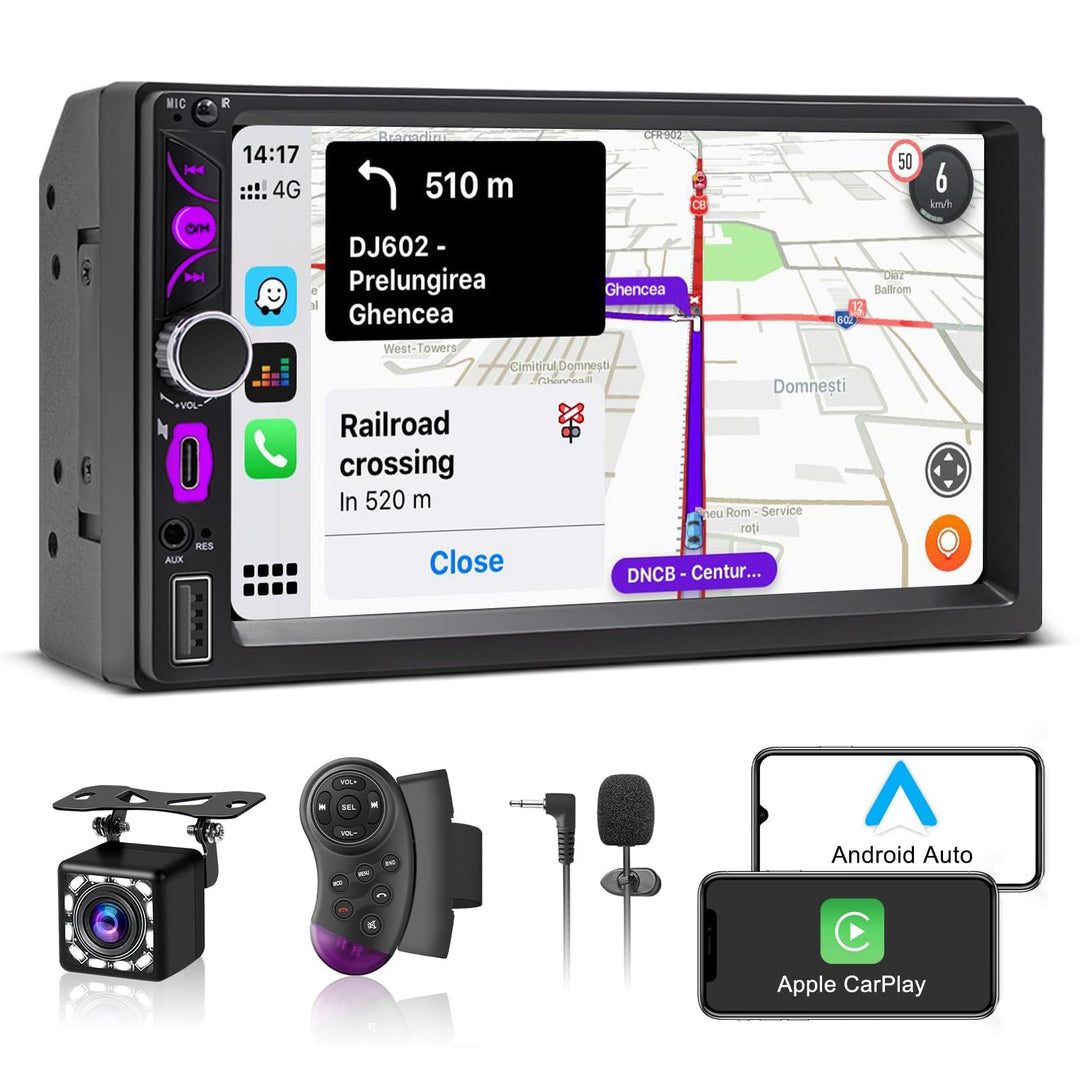 2 DIN 7 Zoll Auto Radio,Wired Apple CarPlay&Android Auto,Bluetooth Autoradio mit Bildschirm,Sprachst