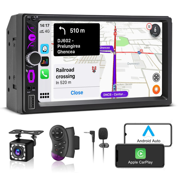 2 DIN 7 Zoll Auto Radio,Wired Apple CarPlay&Android Auto,Bluetooth Autoradio mit Bildschirm,Sprachst