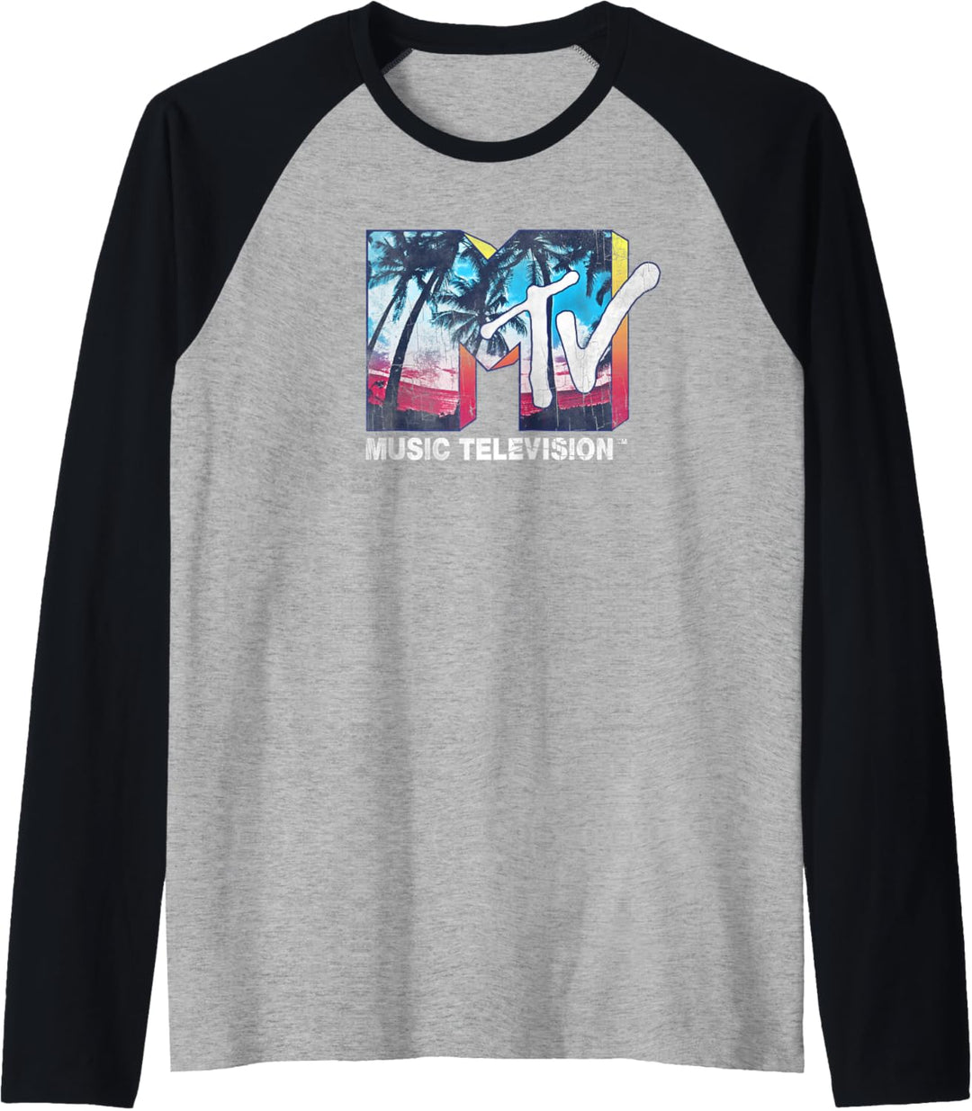 MTV Neon Sunset Bold Logo Raglan