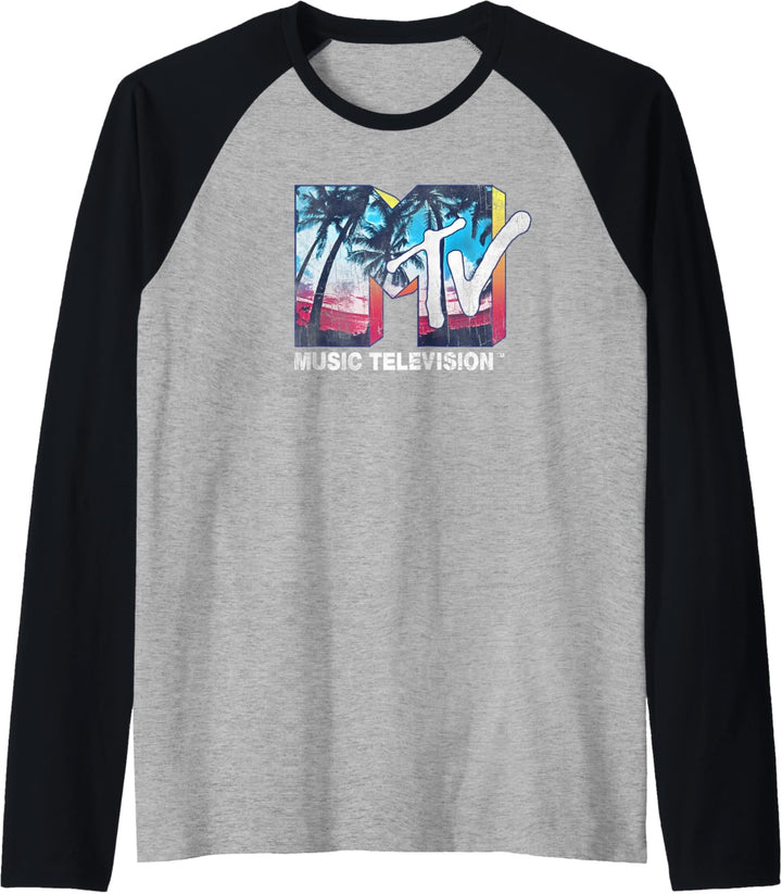 MTV Neon Sunset Bold Logo Raglan