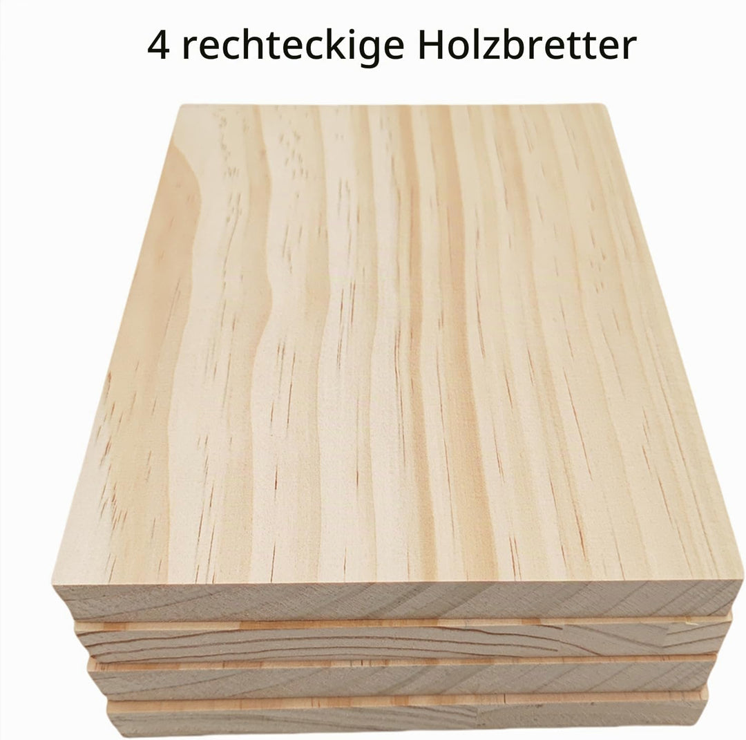 4 Stk. Unfertige Holzblöcke zum Basteln, 20x15x1,5 cm Rechteckige Holzbretter Leere Schnitzblöcke zu