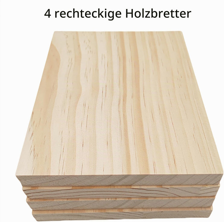 4 Stk. Unfertige Holzblöcke zum Basteln, 20x15x1,5 cm Rechteckige Holzbretter Leere Schnitzblöcke zu