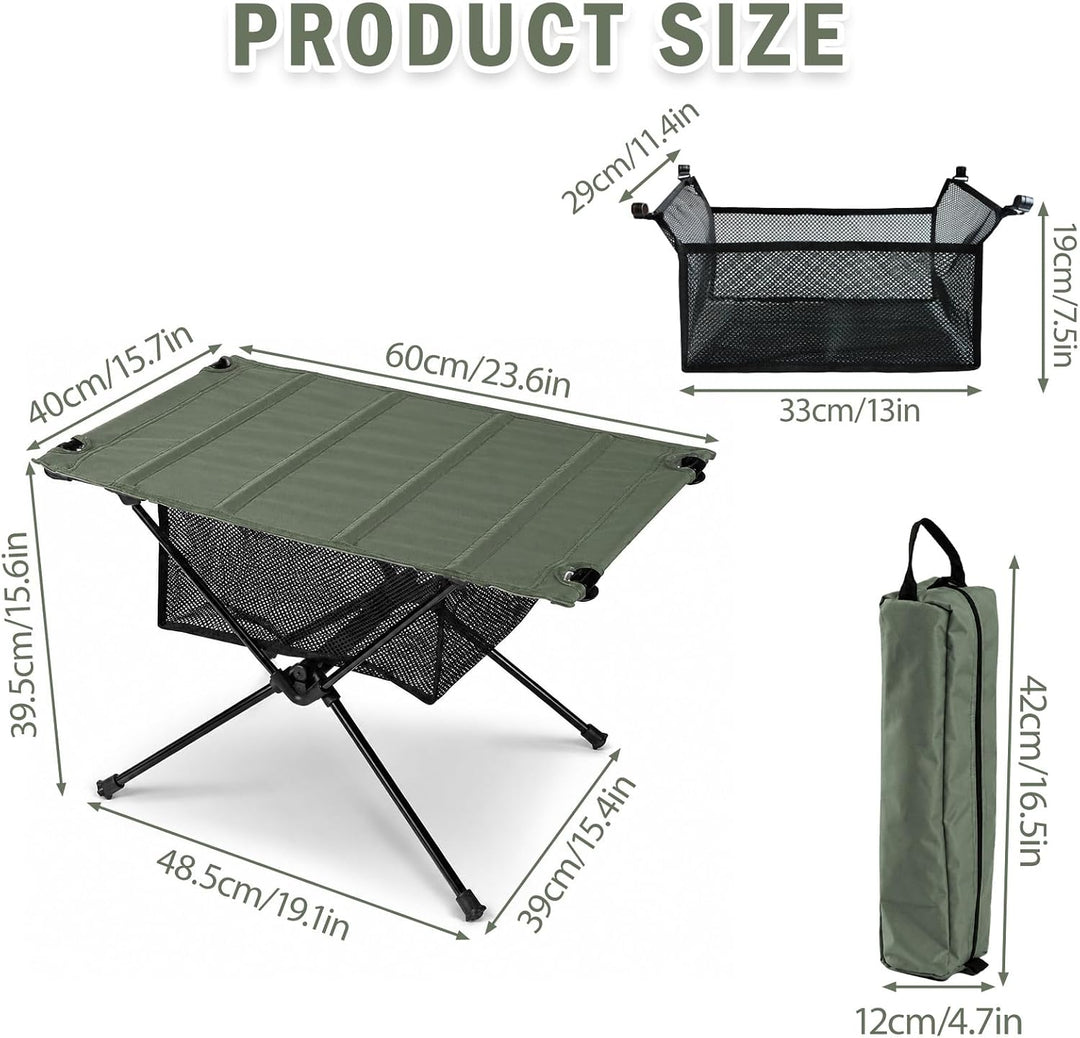 Camping Tisch Klappbar Faltbar Ultraleicht Outdoor Tisch, Höhenverstellbar mit Tragetasche und Netz