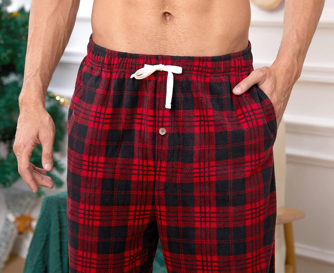 U2SKIIN Pyjamahose Herren lang kariert Schlafhose Schlafanzughosen für Herren Fleece Pyjama Hosen Na