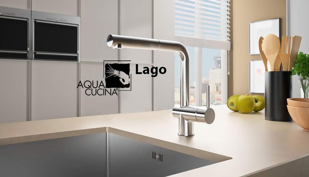 45008-E Armatur LAGO S Edelstahl matt gebürstet mit ausziehbarem Auslauf/Küchenarmatur/Einhebelmisch