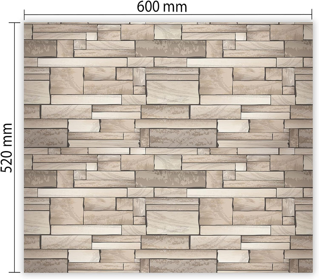 SmartDecoration Herdabdeckplatte Ceranfeldabdeckung aus Glas 60x52 cm Einteilig Motiv "Granitstein"