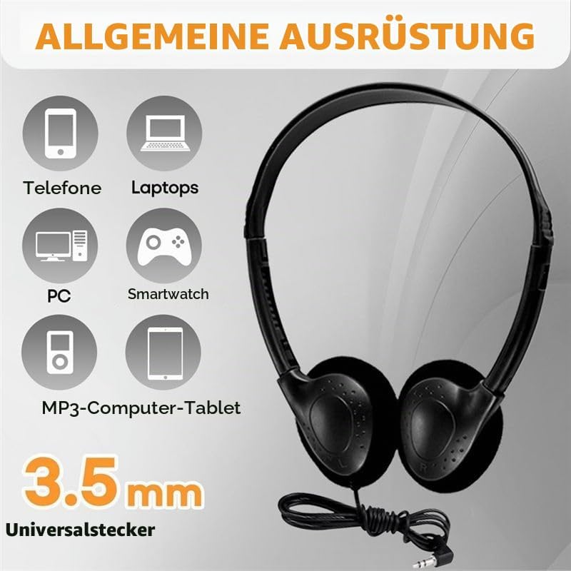 20 Pack Kabelgebundene Kopfhörer für Klassenzimmer, On-Ear Kopfhörer, Klarer Klang, Stereo Headset 3