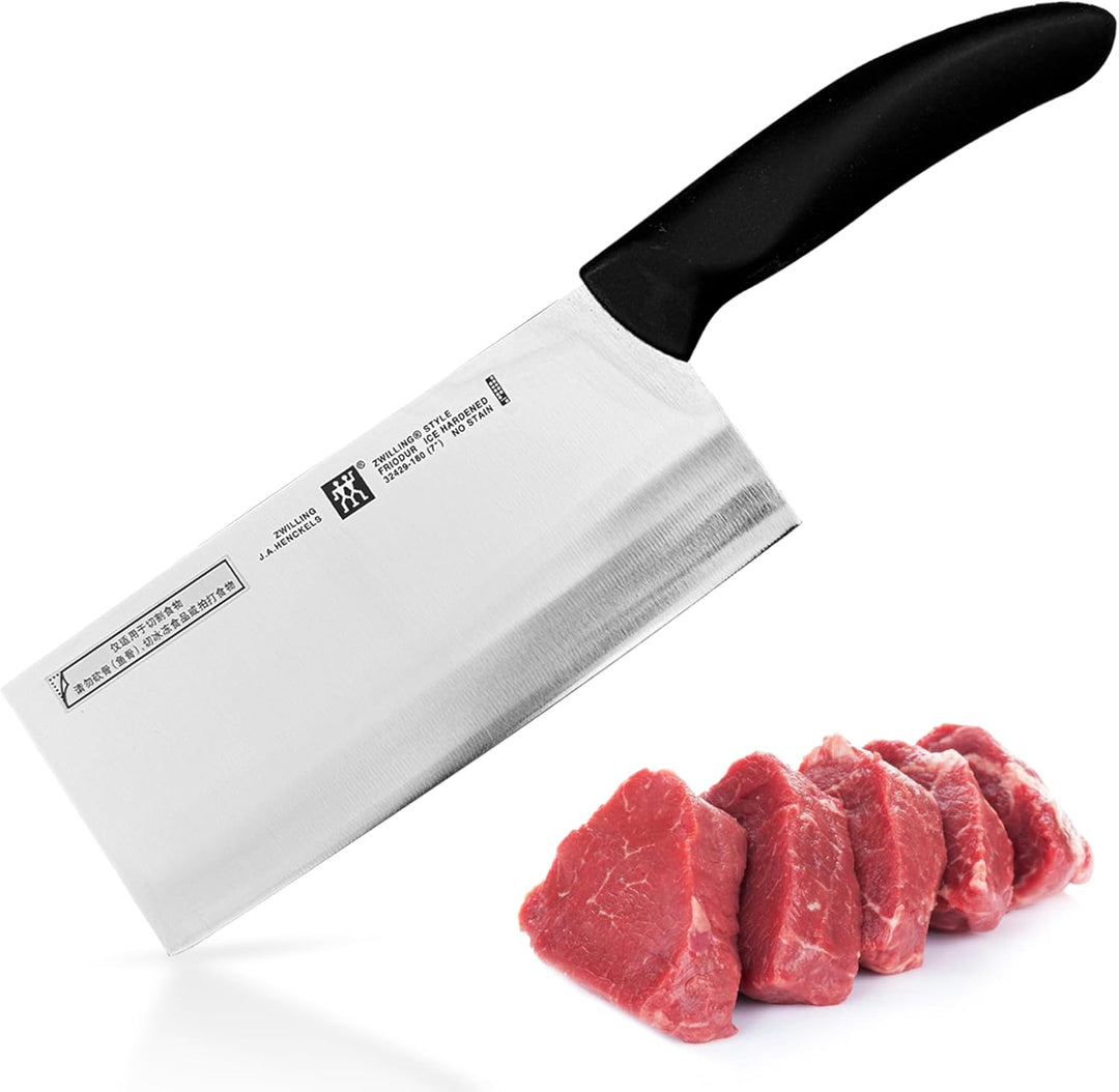 Zwilling TwinNova3 Wok pfanne Induktion 30 cm mit Glasdeckel + Chinesisches Kochmesser 18cm, 3 tlg,
