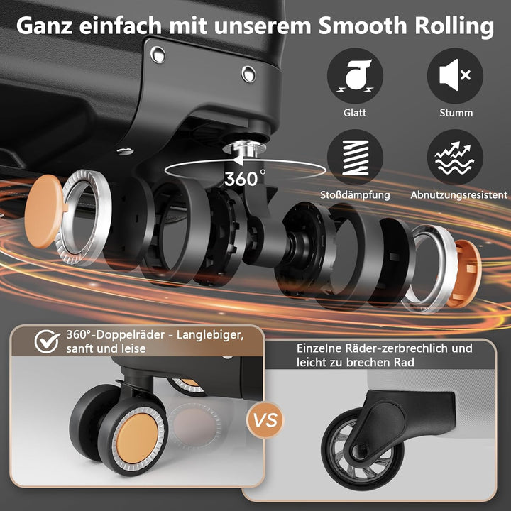 Joyway Koffer Trolley Reisekoffer von PP Hartschalen Trolley mit 360° Doppelrollen und TSA Schloss f