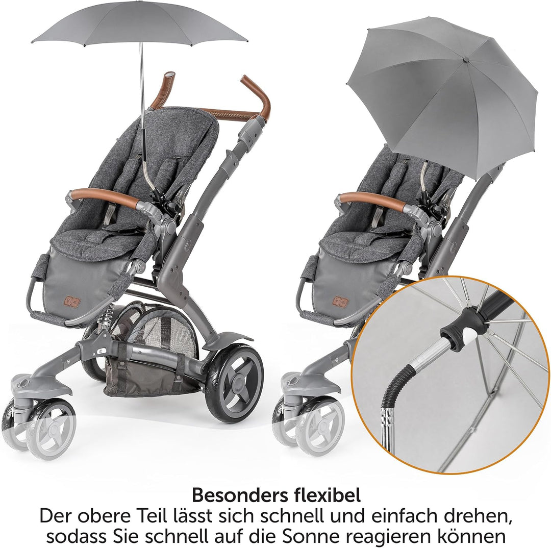 Zamboo Universal Sonnenschirm für Kinderwagen und Buggy - Grau grau, Hellgrau