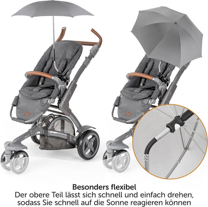 Zamboo Universal Sonnenschirm für Kinderwagen und Buggy - Grau grau, Hellgrau