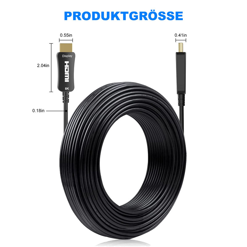 ATZEBE HDMI Glasfaserkabel HDMI 2.1 Kabel 10meter 48Gbps High-Speed Kabel of 8K@60Hz 4K@120Hz Suppor