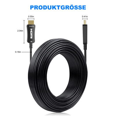 ATZEBE HDMI Glasfaserkabel HDMI 2.1 Kabel 15meter 48Gbps High-Speed Kabel of 8K@60Hz 4K@120Hz Suppor