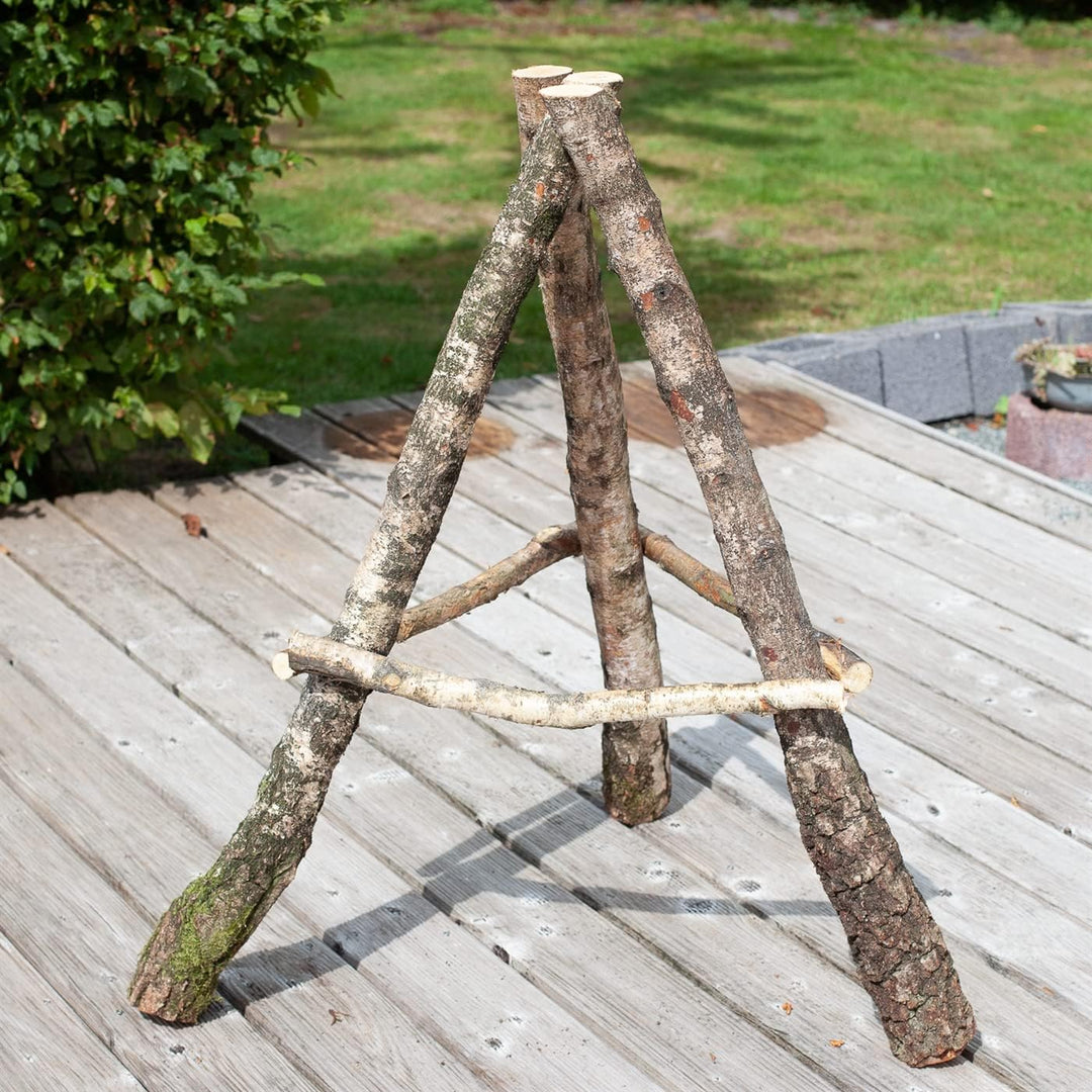 VOSS.garden Leichter Vogelhausständer aus Naturbelassenen Birkenholz, 110cm gross, Reetdach Vogelhäu