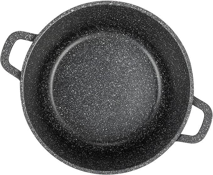 EliteHoff Kochtopf, Suppentopf aus Aluminiumguss mit Antihaftbeschichtung, Induktionstopf mit Glasde