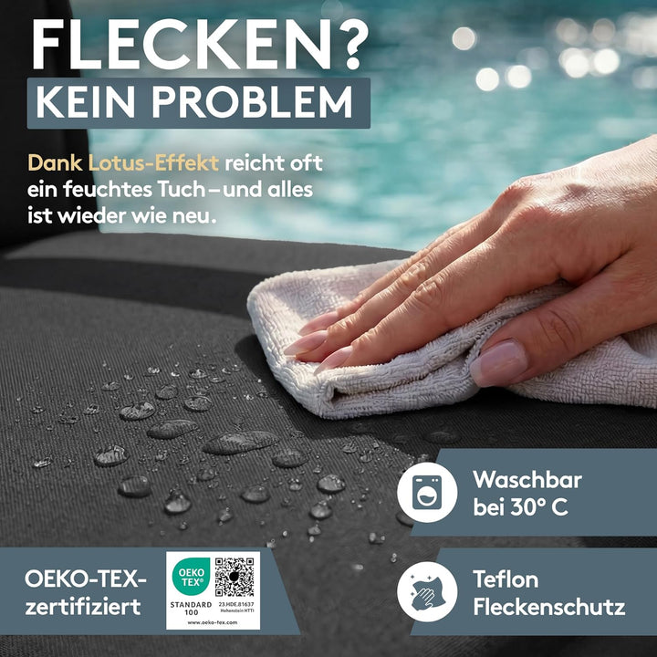 LILENO HOME Gartenstuhl Auflagen als [1er Set - Hochlehner] in Anthrazit Y - bequeme Liegen als Sitz