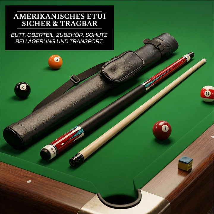 Riley Centurion American Billardqueue mit Kunstledergriff, 147 cm, 13 mm Spitze (P4C) P4C mit Koffer