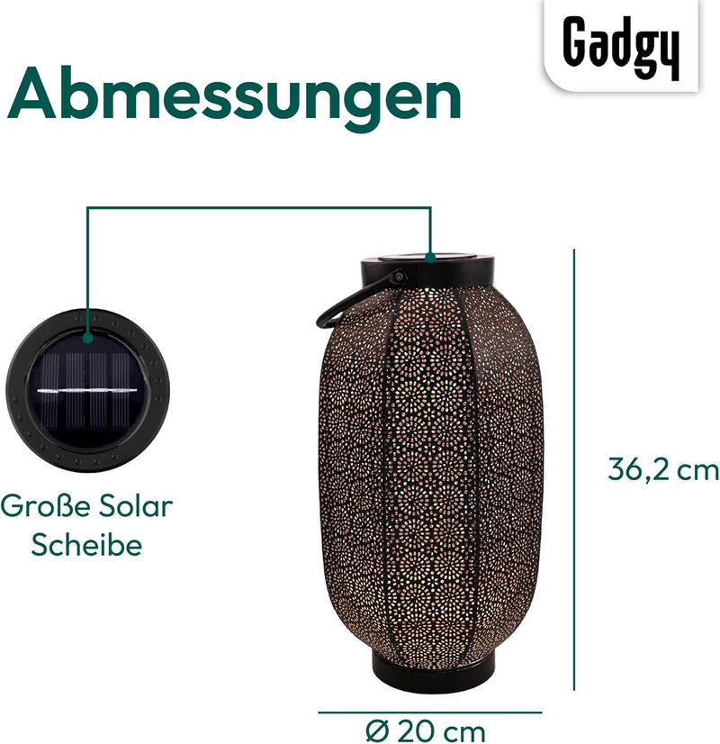 Gadgy Solarlaterne für Aussen Wasserdicht | Laterne für draussen Gross | Terassendeko Balkon deko |