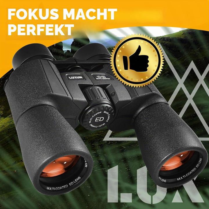 LUXUN Fernglas 10x50, Fernglas für Erwachsene mit Trageriemen, Tasche, 22mm ED Augenmuschel, BAK4 FM