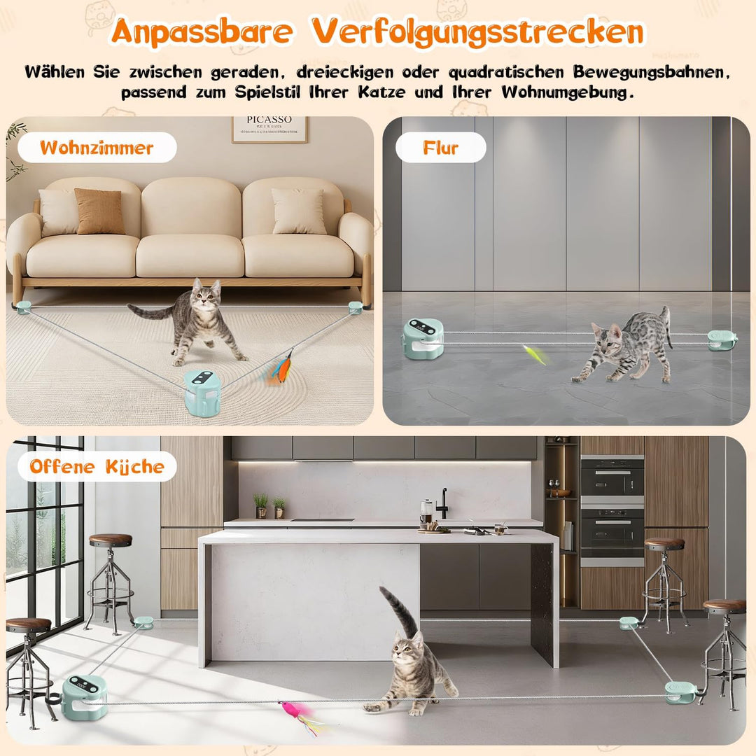 Interaktives Katzenspielzeug, Katzenlaufband Katzenspielzeug Elektrisch mit Fernbedienung, 4 Geschwi