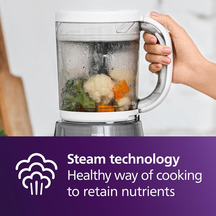 Philips Avent Premium 4-in-1 Dampfgarer, Babynahrungsbereiter, Dampfgarer, Mixen, Auftauen, Aufwärme