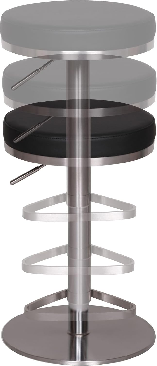 FineBuy Barhocker Edelstahl höhenverstellbare Sitzhöhe 57-82 cm, Barstuhl Modern 360° Drehbar, Trese