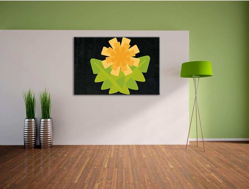 Kleiner Löwenzahn schwarz, Format: 100x70 auf Leinwand, XXL riesige Bilder fertig gerahmt mit Keilra