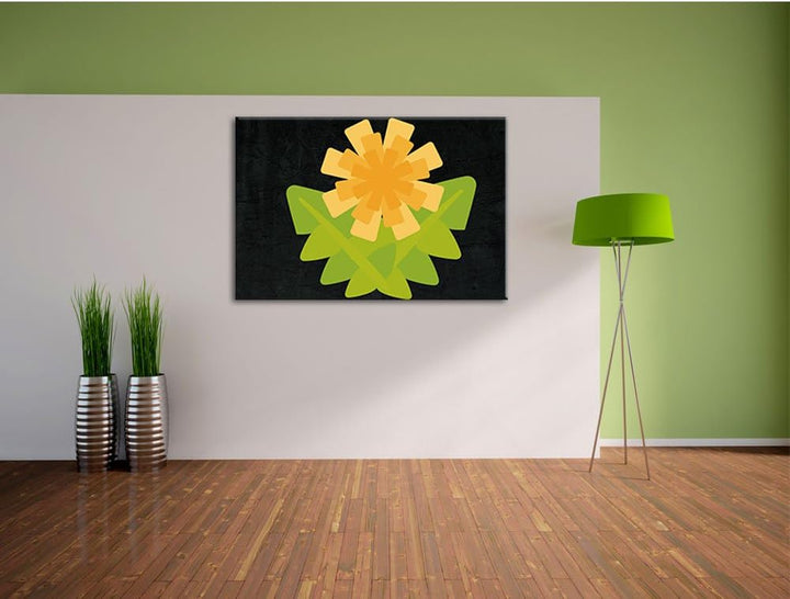 Kleiner Löwenzahn schwarz, Format: 100x70 auf Leinwand, XXL riesige Bilder fertig gerahmt mit Keilra