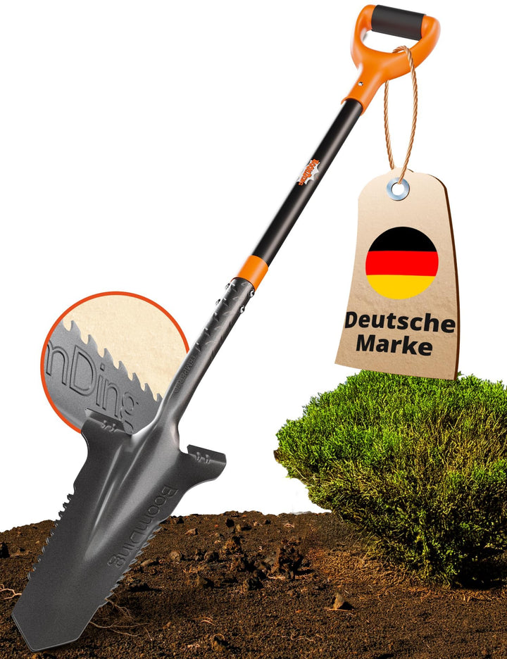 Der stabile Spaten mit Wurzelsäge | Wurzelspaten für das einfache Graben im Garten | mit ergonomisch