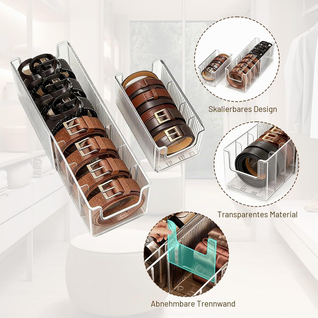 Gürtel Organizer Acryl Gürtel Aufbewahrung, Ausziehbarer Gürtelhalter Kleiderschrank, 7 Fächer Gürte