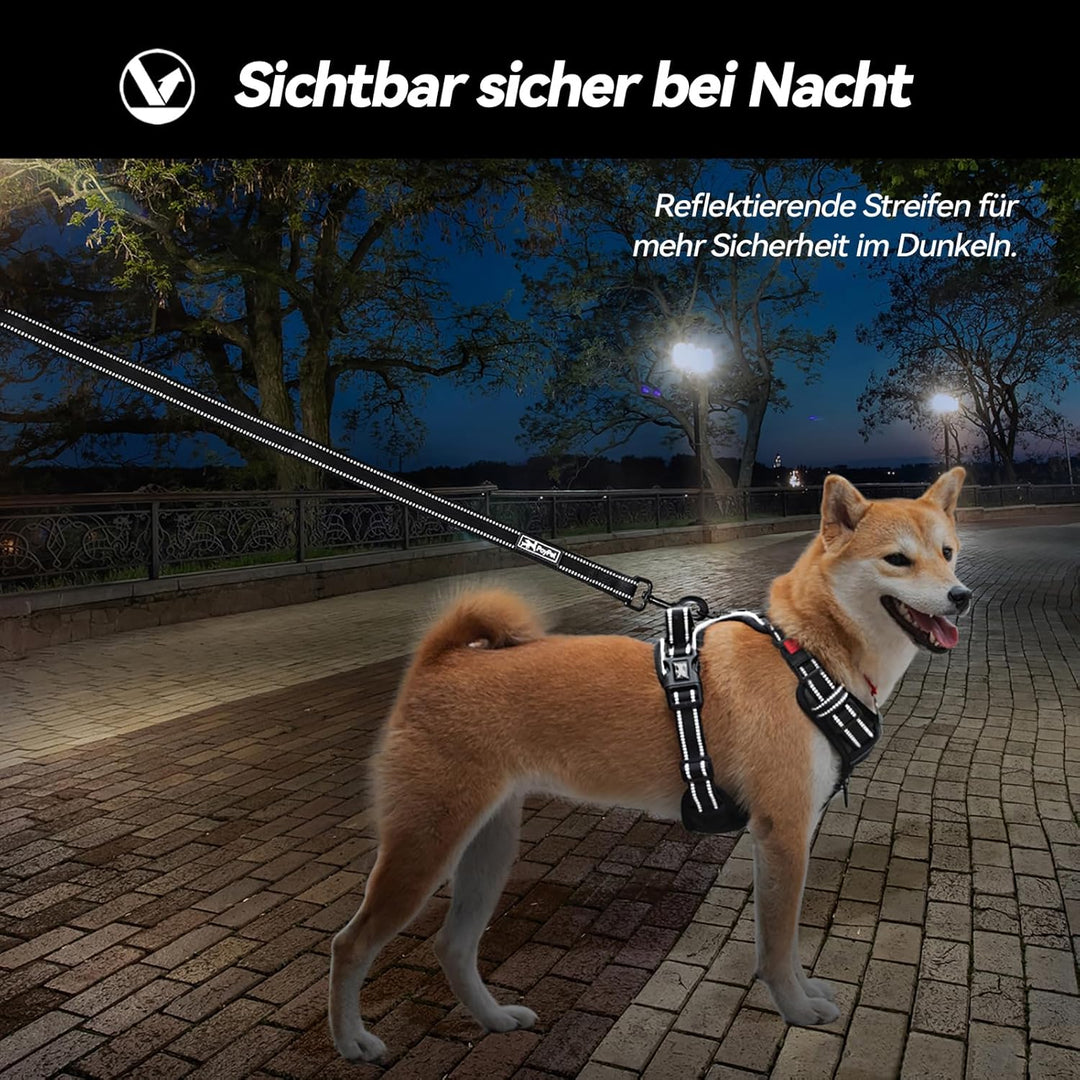 PoyPet Keine Pull Hundegeschirr Front Reflektierende Pet Weste für Hunde mit Einfache Kontrolle Grif