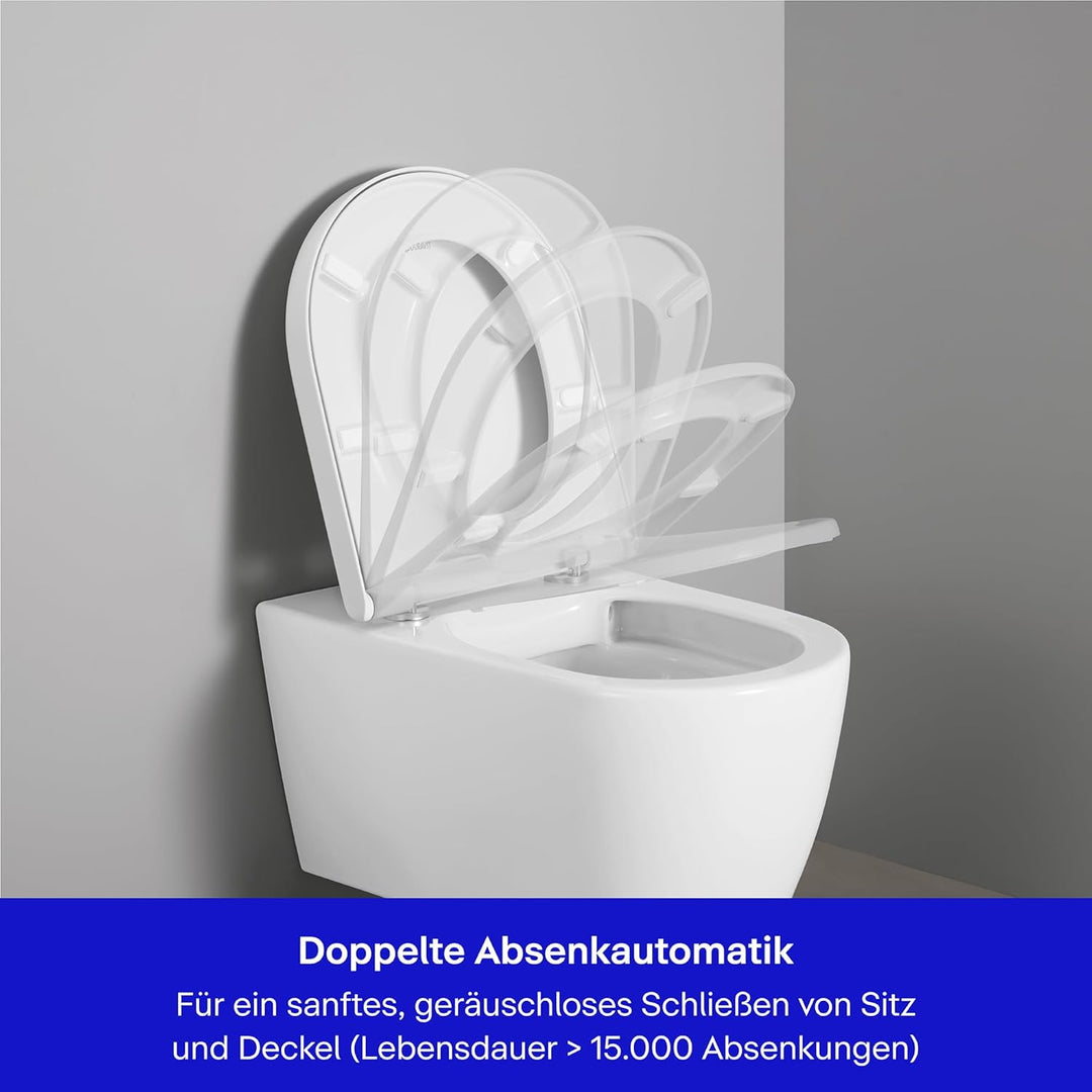 Duravit WC-Sitz Univavo, WC-Sitz D-shaped, Klobrille mit doppelter Absenkautomatik, Toilettendeckel