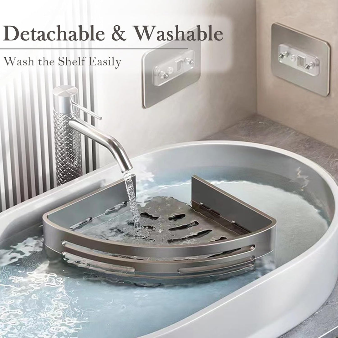 Duschablage ohne Bohren - Der perfekte Badezimmer Organizer! Eckregal für Dusche & Bad mit 4 Haken.