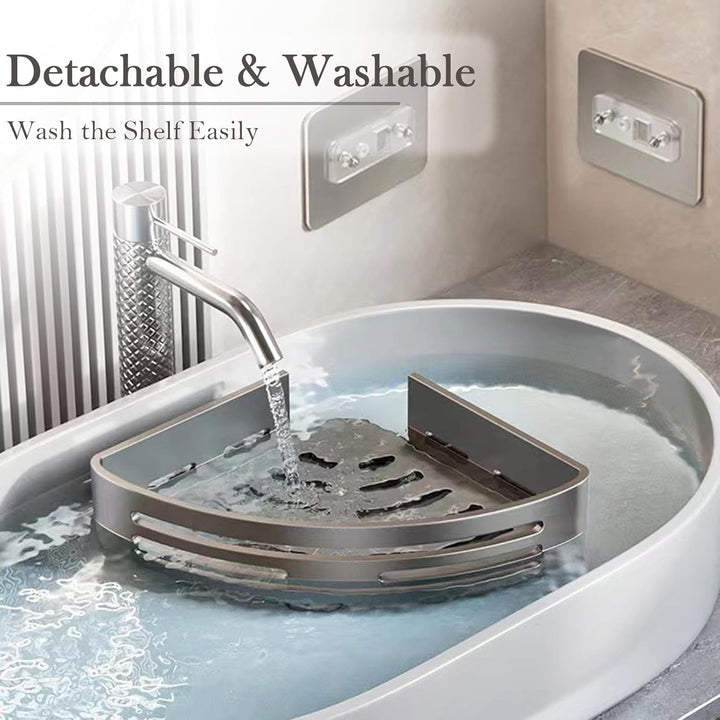 Duschablage ohne Bohren - Der perfekte Badezimmer Organizer! Eckregal für Dusche & Bad mit 4 Haken.