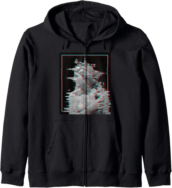 Griechische Statue Glitch | Retro Vaporwave Ästhetik 80er Kapuzenjacke