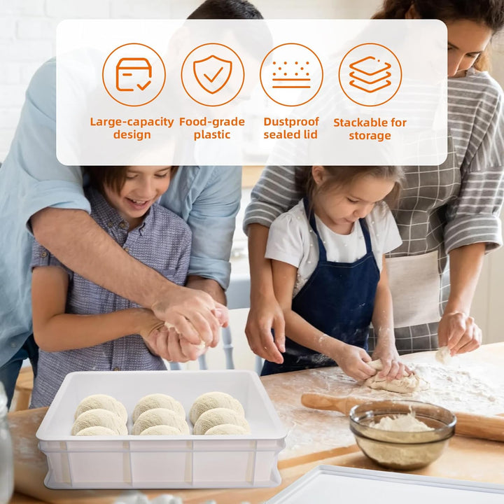 Teigkasten mit Deckel | Hefekiste Pizza und Brot | Lebensmittelbehälter für Teig | Gärbox | Teigbox