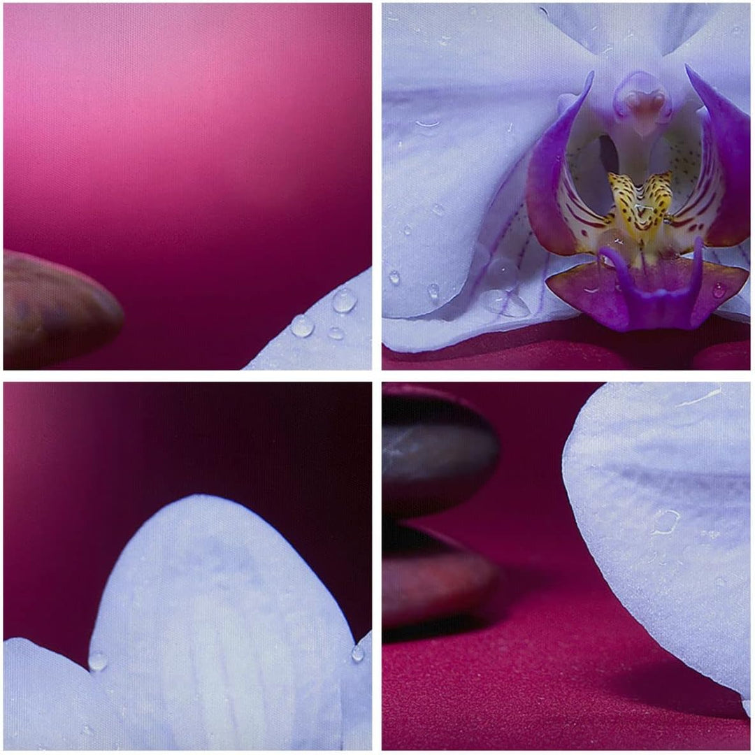 Bilder auf Leinwand Spa braune Steine weisse Orchidee Leinwandbild 70x50cm Wandbilder Dekoration Woh