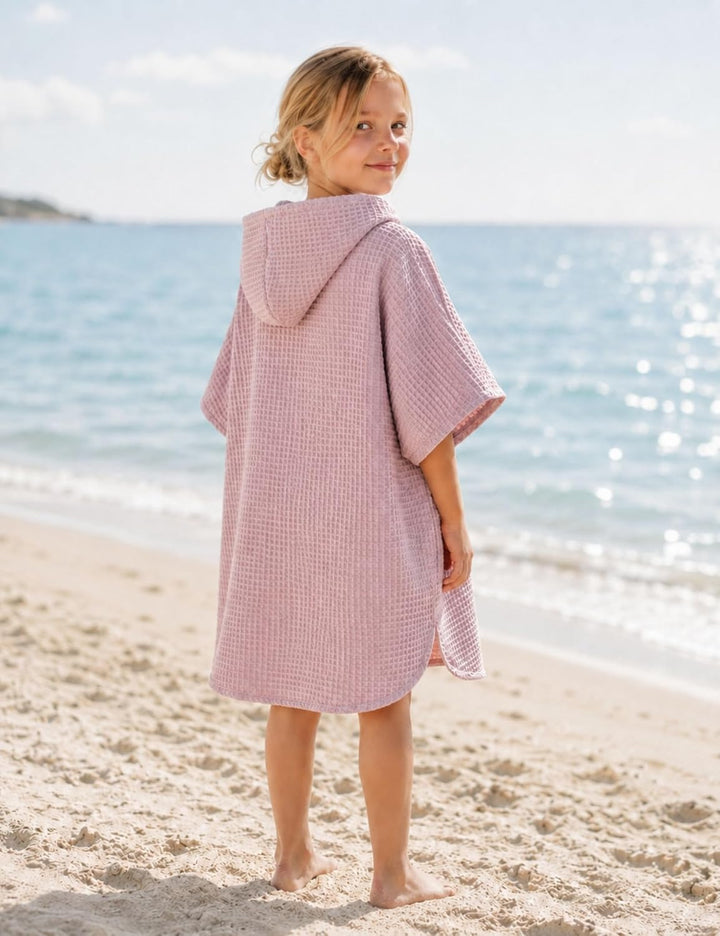 Bubalove Badeponcho Kinder 104/116, Baumwolle mit Kapuze, Rosa Rosa 104-116, Rosa 104-116