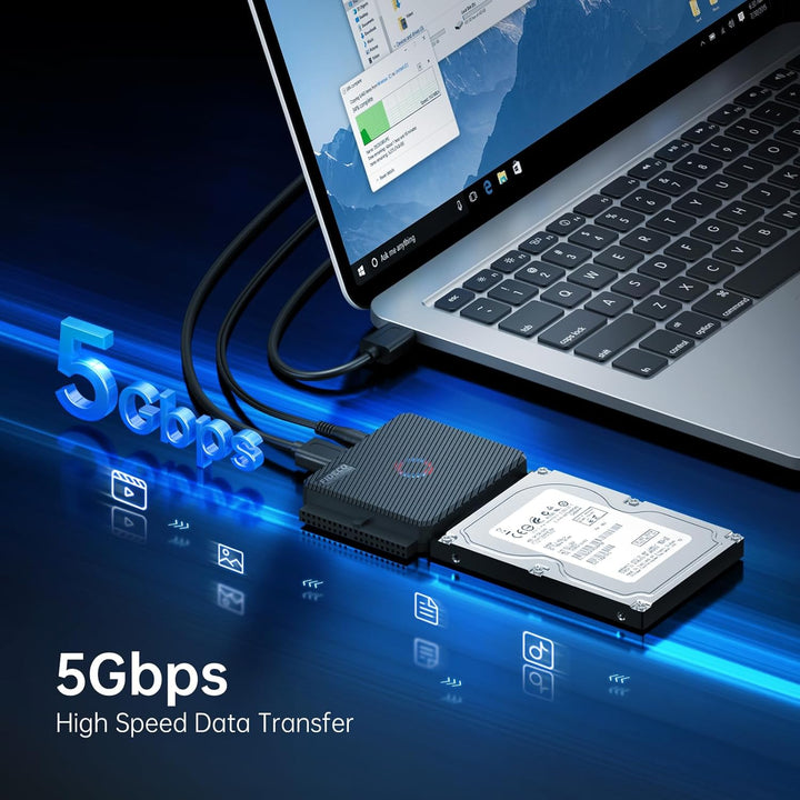 FIDECO USB 3.0 zu SATA und IDE Adapter, IDE und SATA Adapter, Festplatten Konverter für 2,5 und 3,5