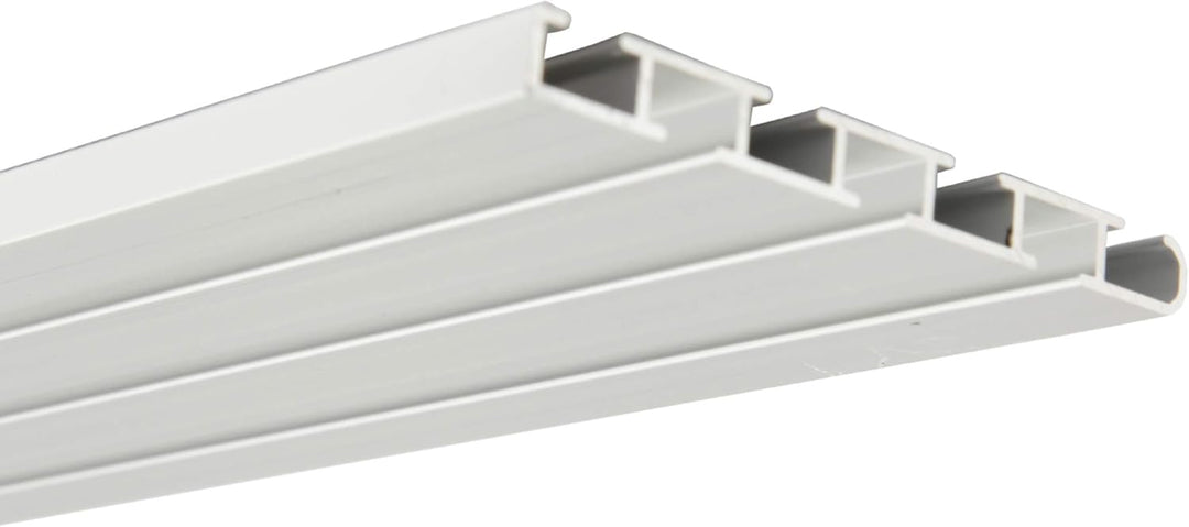 Vorhangschiene Aluminium - Weiss "3 Lauf" 120cm - Flache Gardinenschiene (7mm) - inkl. Vorhanggleite