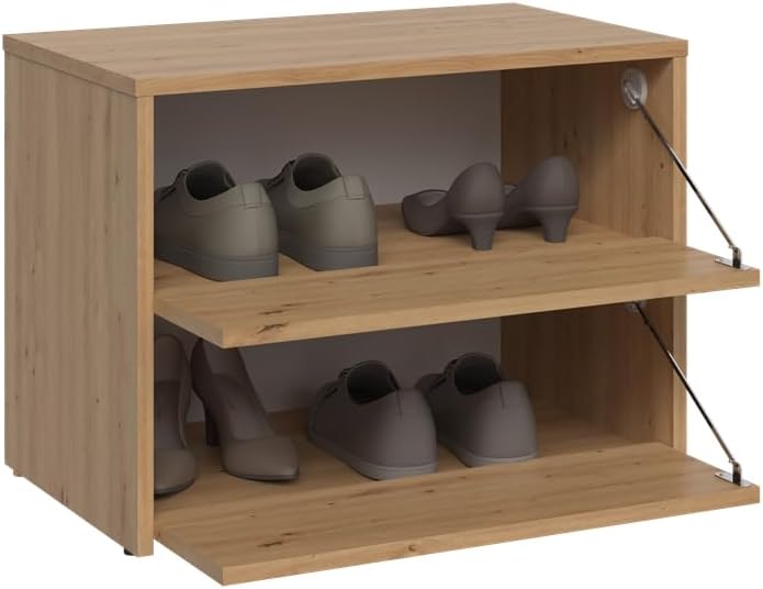 VBChome Modular Schuhschränke 60 x 36 x 44 cm Eiche Artisan Schuh-Organizer Grifflose Holzähnlich Ho