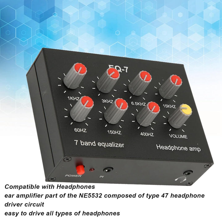 Focket EQ 7 Band Car Audio Graphic Equalizer, 12dB High Bass Anpassung Dual Channel Graphic Equalize