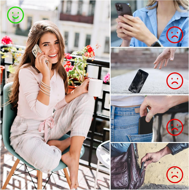 DiDaDi Handyhülle für iPhone 17 Pro Hülle mit Band & Magnet - Transparente Handykette, Abnehmbar mit