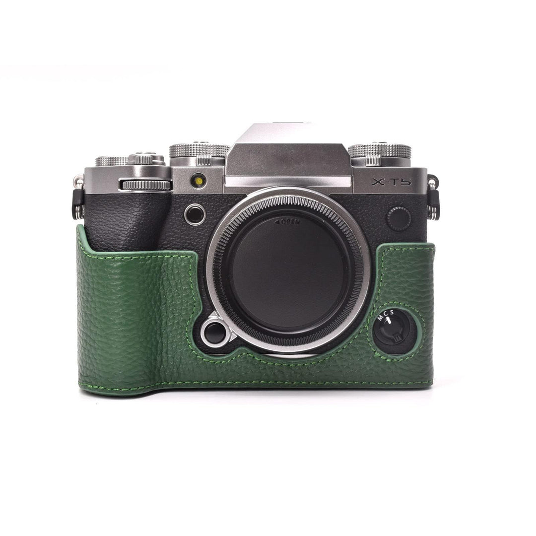 Rieibi Fuji XT5 Schutzhülle für Fujifilm X-T5 Digitalkamera, hochwertiges Echtleder, Halbtasche für
