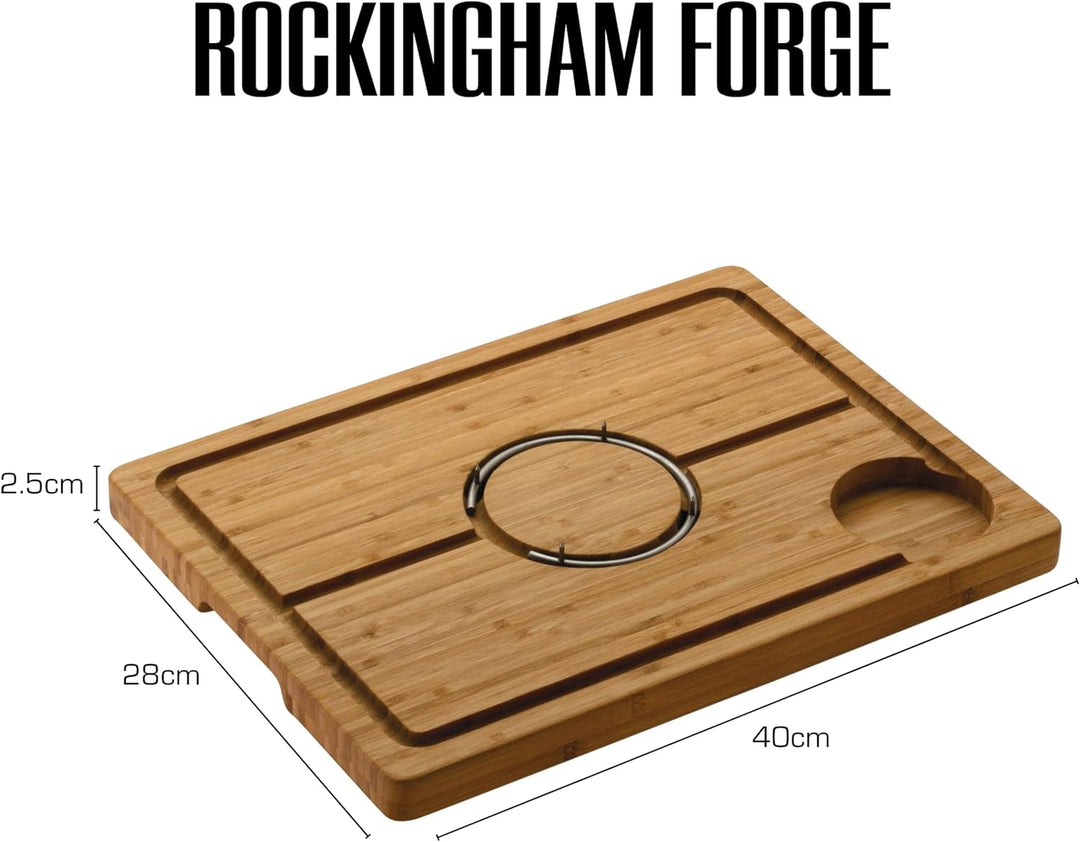 Rockingham Forge Bambus Deluxe Stachelbrett, Schneide- und Tranchierbrett aus Holz, braun, 40 x 28cm