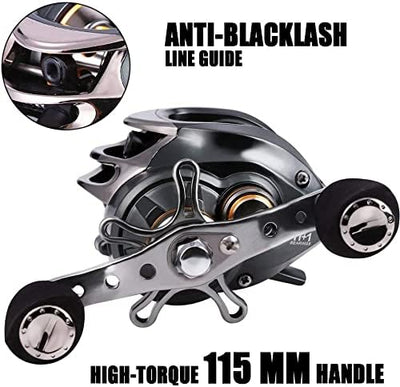 Sougayilang Baitcasting Angelrolle mit 11+1 abgeschirmten Lagern, Magnetische Bremse System Angelrol